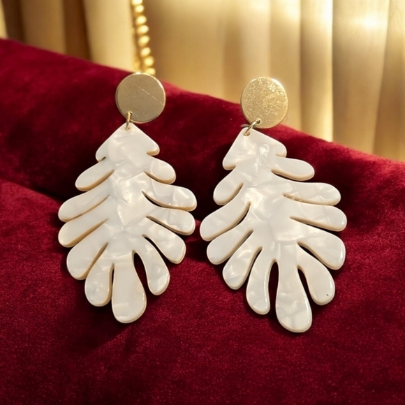Blossom Boutique Jewelry - Acrylic Leaf Shape Drop Dangle Earrings